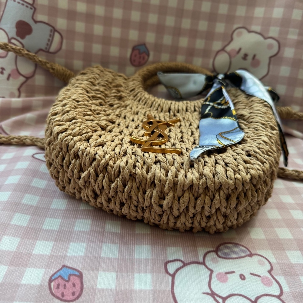 Saint Laurent Woven Tan Straw Tote & Crossbody Bag - Picture 3 of 11